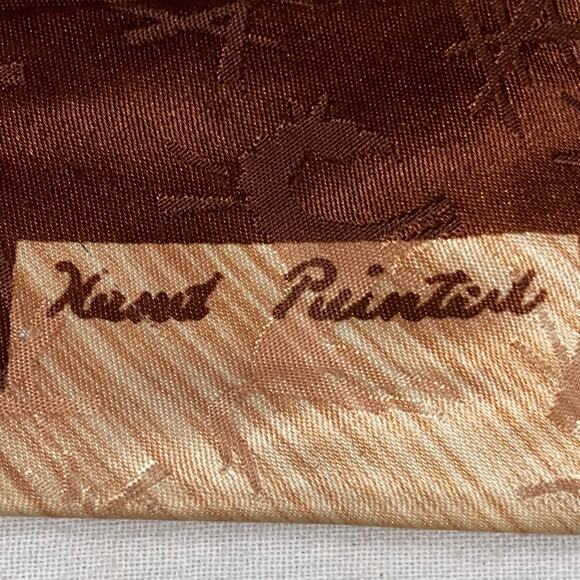 Vtg Gildners Necktie Silk Hand Printed Brown Pheasant Changeant Weave 53 x 4 - Picture 4 of 7